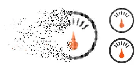 Fragmented Pixelated Halftone Meter Icon Stock Illustration