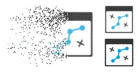Fragmented Pixelated Halftone Path Points Calendar Page Icon Illustrazione stock