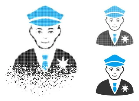 Fragmented Pixelated Halftone Sheriff Icon with Face Stock Illustration