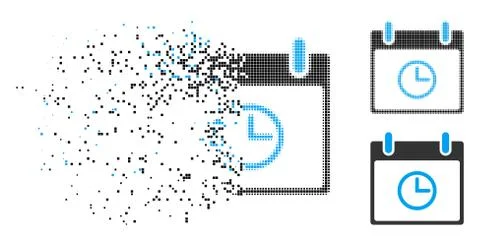 Fragmented Pixelated Halftone Time Calendar Day Icon Stock Illustration