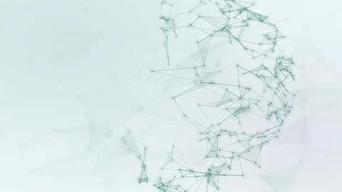 A fragmented teal wireframe globe emerges from a pale aqua background, sugg.. Stock Illustration