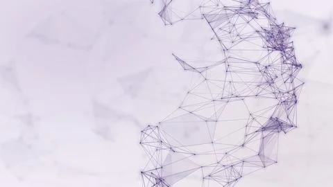 A fragmented violet wireframe sphere emerges from a pale atmospheric backgr.. Stock Illustration
