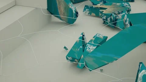 Fragments and Pieces Falling 3D Rendering Stock Footage 244548655