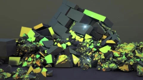 Fragments and Pieces Falling 3D Rendering Stock Footage 244551053
