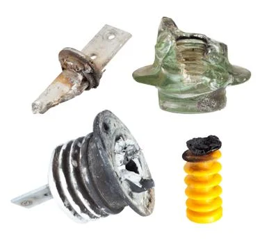 Fragments of defect of insulators for High Voltage Foto stock