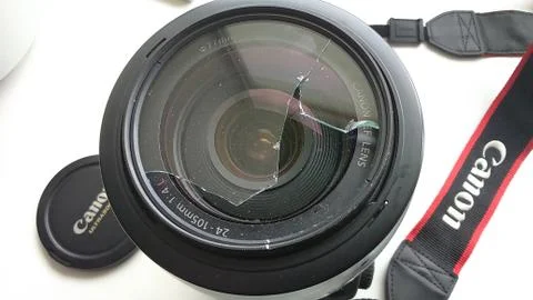 Fragments of a filter on the camera lens. Stock Photos