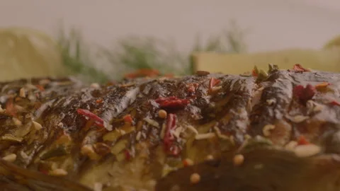 On fragrant and appetizing meat are fall spices Stock Footage 92199477