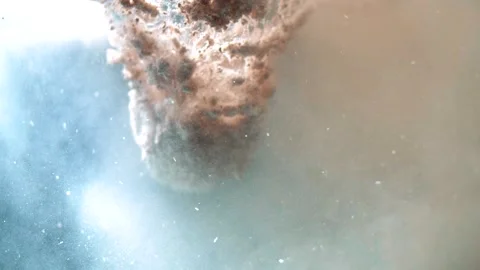 Fragrant bath bob is submerged under the water and dissolves Stock Footage 152342363