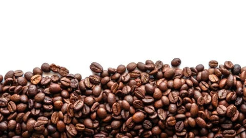 Fragrant coffee beans are roasted in a frying pan, smoke comes from coffee beans 動画素材 172385899