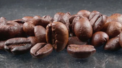 Fragrant coffee beans. Panorama. Slow motion. Stock Footage 139486227