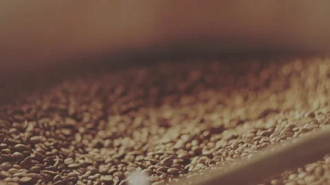 Fragrant coffee beans in the roaster Stock Footage 157105331