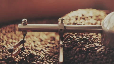 Fragrant coffee beans in the roaster Stock Footage 157211380