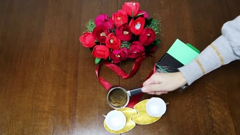 Fragrant coffee poured into cups Stock Footage 85005348