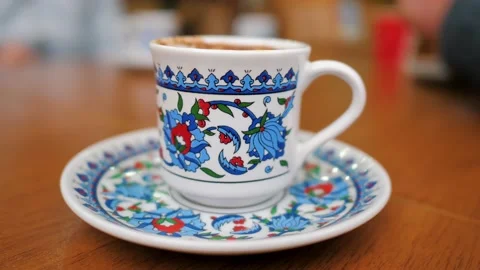 A fragrant cup of Turkish coffee brewed in cezve. Feldzhan Stock Footage 201965538