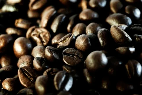 Fragrant fried coffee beans Stock Photos