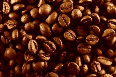 Fragrant fried coffee beans Stock Photos