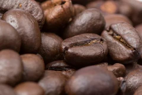 Fragrant fried coffee beans Stock Photos