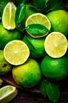 Fragrant lime with leaves.Macro background. Stock Photos