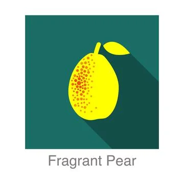Fragrant pear fruit flat icon, vector illustration Stock Illustration