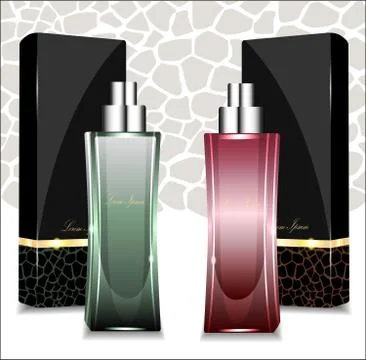 Fragrant perfume with elegant packaging. Vector illustration. Ilustração Stock