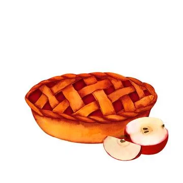 A fragrant pie with a thick crust, stuffed with apples, berries or pumpkins.. Stock Illustration