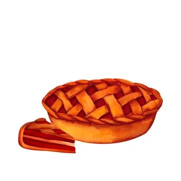 A fragrant pie with a thick crust, stuffed with apples, berries or pumpkins.. Stock Illustration