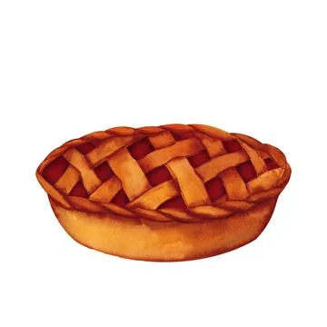 A fragrant pie with a thick crust, stuffed with apples, berries or pumpkins.  Stock Illustration