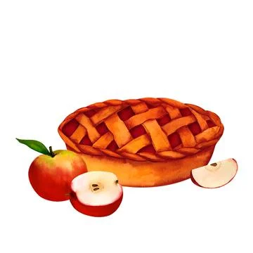 A fragrant pie with a thick crust, stuffed with apples, berries or pumpkins.  Stock Illustration