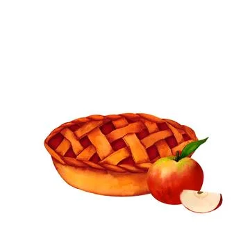 A fragrant pie with a thick crust, stuffed with apples, berries or pumpkins.. Stock-Illustration