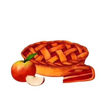 A fragrant pie with a thick crust, stuffed with apples, berries or pumpkins.. Stock Illustration