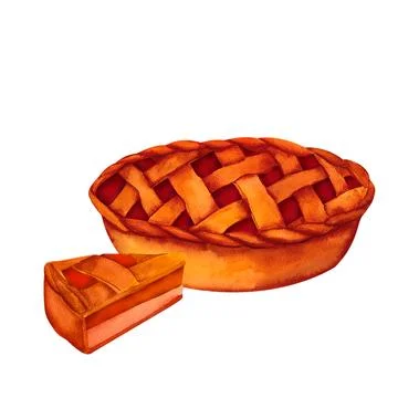 A fragrant pie with a thick crust, stuffed with apples, berries or pumpkins.. Stock Illustration