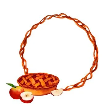 A fragrant pie with a thick crust, stuffed with apples, berries or pumpkins.  Stock Illustration