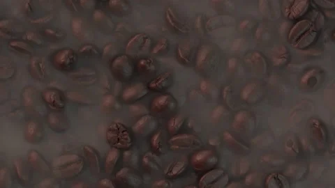 Fragrant roasted coffee beans in a pan smoke from coffee beans Stock Footage 187492756