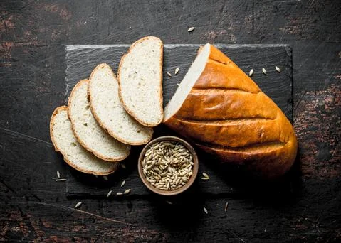 Fragrant sliced bread with grains. Stock Photos