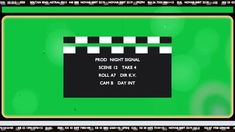 Frame 1 starting, prod slate centering, clapper moving, bokeh pulsing, showing 動画素材 340269514