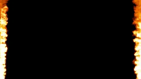 Frame of 2 lines of fire burning on black, isolated - object 3D rendering 스톡 일러스트