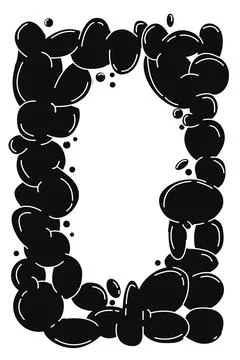 Frame of abstract dark bubble shapes. Whimsical balloons organic elements icon Stock Illustration