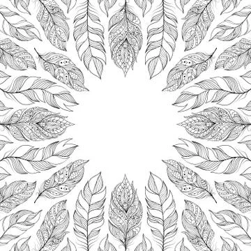Frame with abstract feathers. Stock Illustration