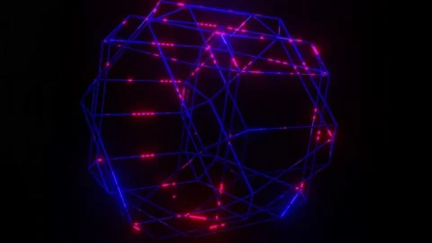 Frame of abstract figure with multicolored flashes rotates slowly on a black bac Stock-Footage 152910523