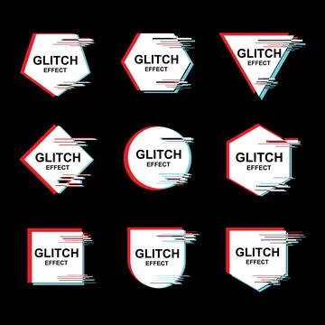 Frame With Abstract Glitch Effect Vector Set Stock Illustration