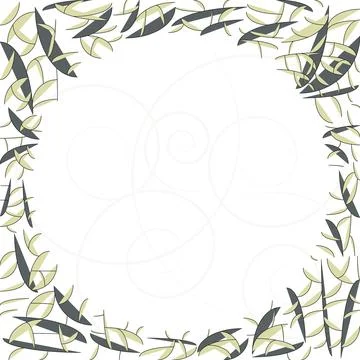 Frame with abstract lines and elements resembling vegetation.3d. Stock Illustration