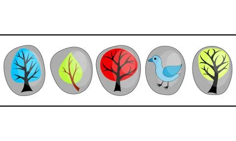 Frame with abstract trees Stock Illustration