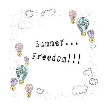 The frame of an air balloons in a sky, vector illustration, summer travel con Stock Illustration