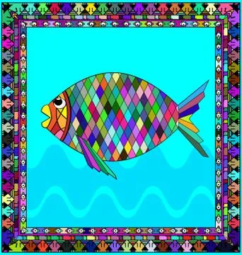 Frame and fish Stock Illustration