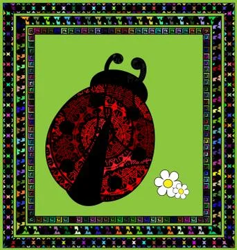 Frame and ladybug Stock Illustration