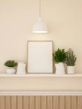 Frame and wall decration for artwork or gallery- 3D rendering Stock Illustration