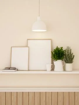 Frame and wall decration for artwork or gallery- 3D rendering Stock Illustration