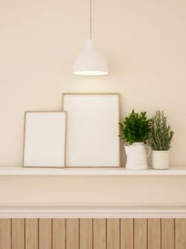 Frame and wall decration for artwork or gallery- 3D rendering Stock Illustration