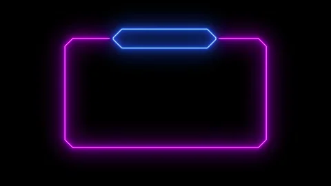 Frame animated appearing electric neon glowing 4k black background. Stock Footage 346236325