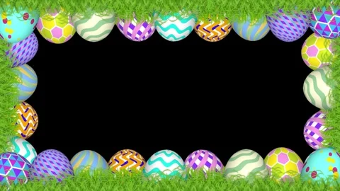 Frame of animated easter eggs on black screen. Stock Footage 268470145